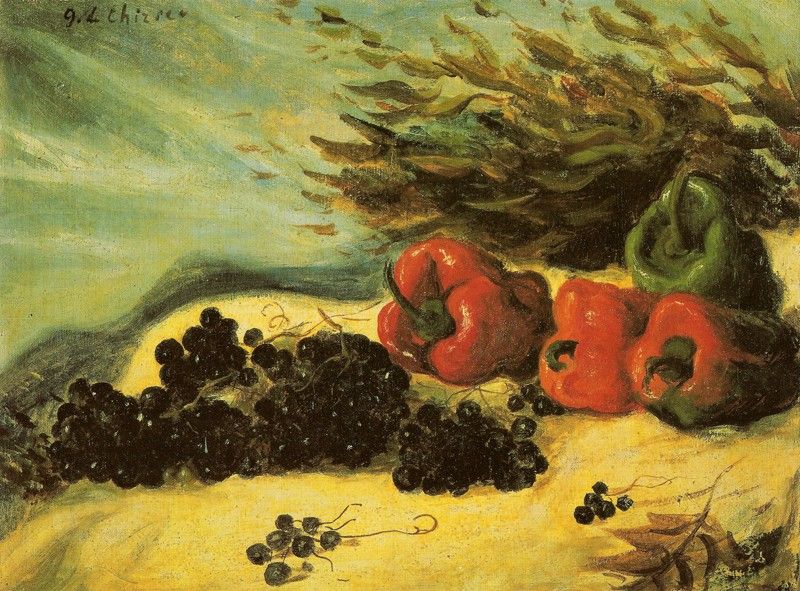 Natura morta con uva e peperoni (Giorgio De Chirico)